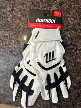 Marucci Adult Signature Batting Gloves - White/Black (Size S)